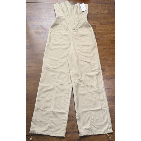 NEW Lovers and Friends Meadow Cargo Jumpsuit Olive Green Jogger Corset SMALL - Picture 3 of 6